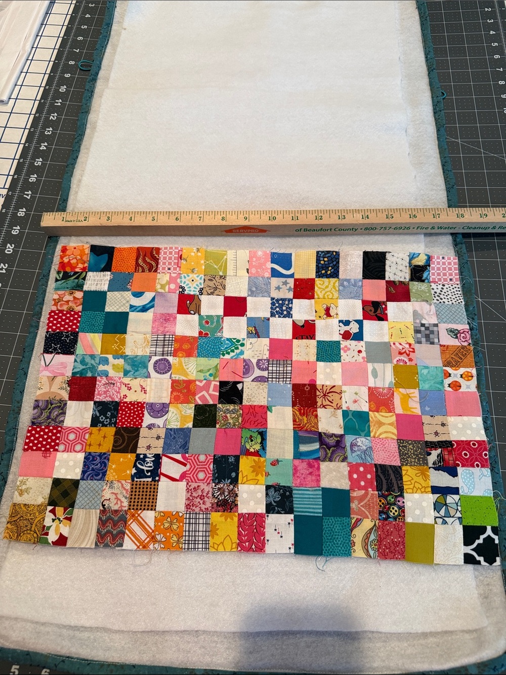 Project Handmade Quilted Roll-Up Organizer - Teal Gray Patchwork - Picture 12 of 13